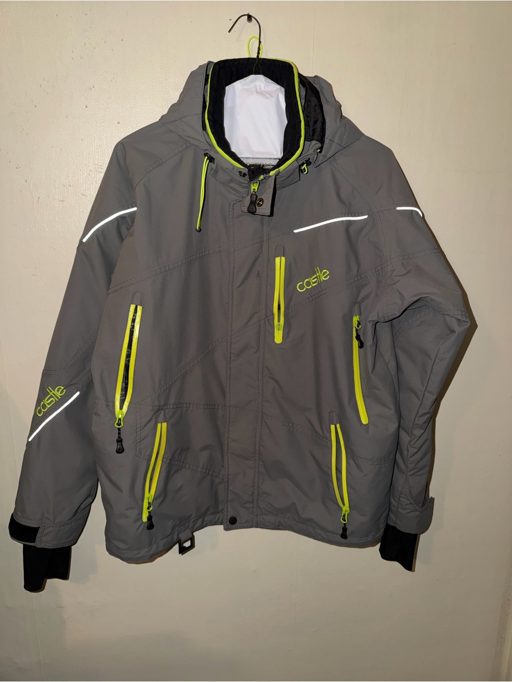 Castle Kids' Gray Rain Jacket with Neon Yellow Accents